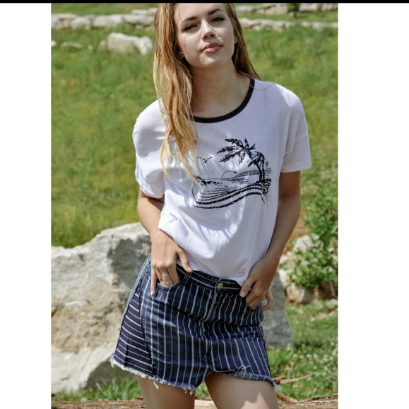 RELISTED Litz mixed stripe denim mini skirt - Picture 2 of 6